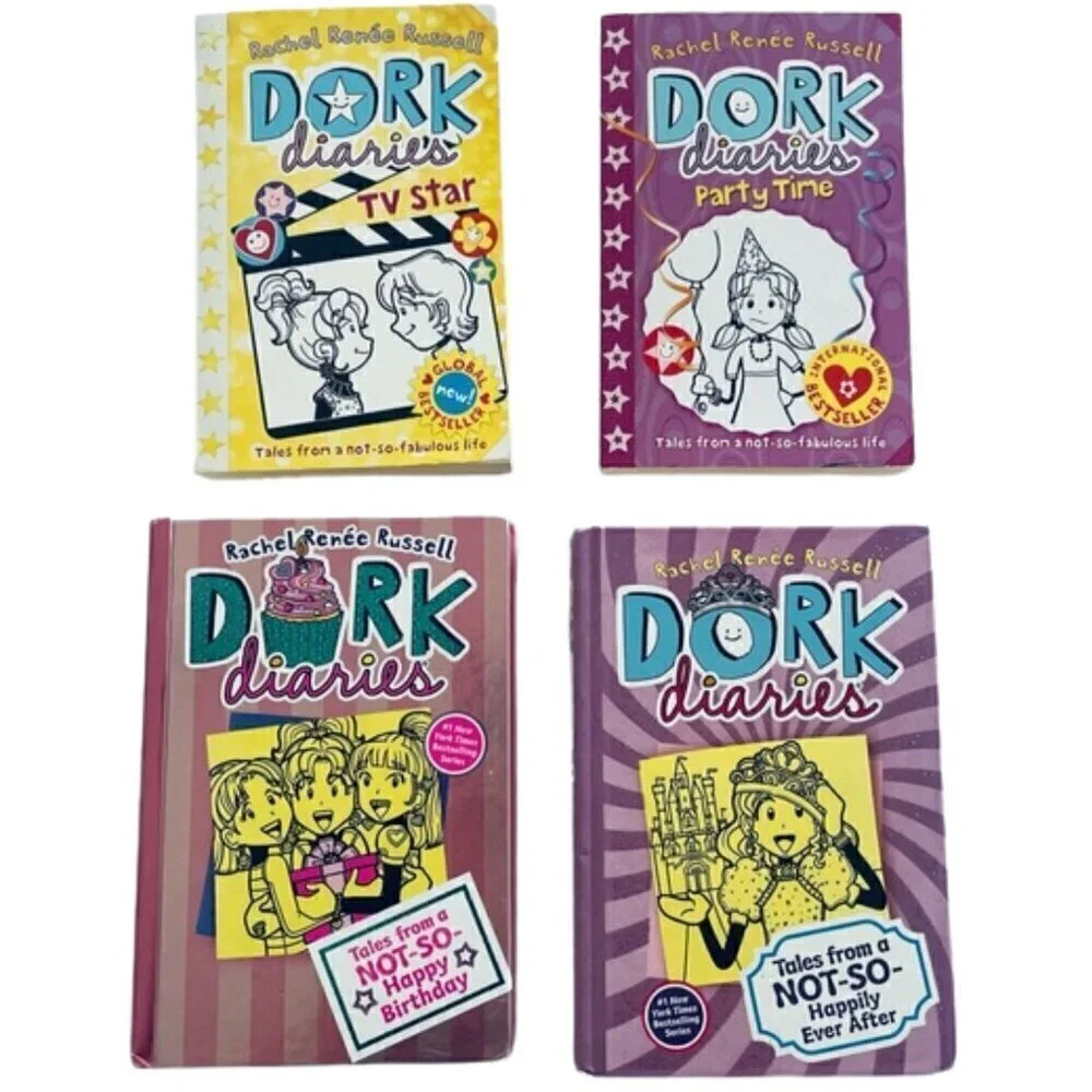 Lot of 4 Girls' Books: Dork Diaries by Rachel Renee Russell
